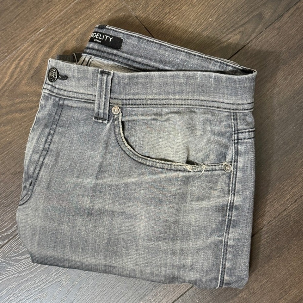 Fidelity Denim Jimmy Bullet Vintage Mens 34 x 32 Grey Slim Straight Jeans